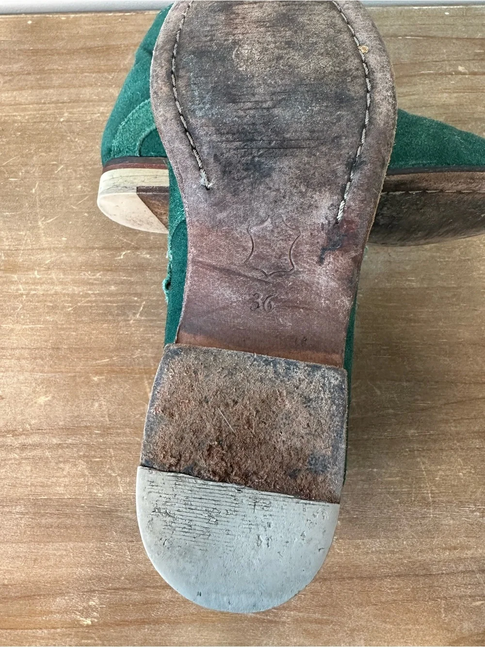 Free people emerald green suede booties Sz6
